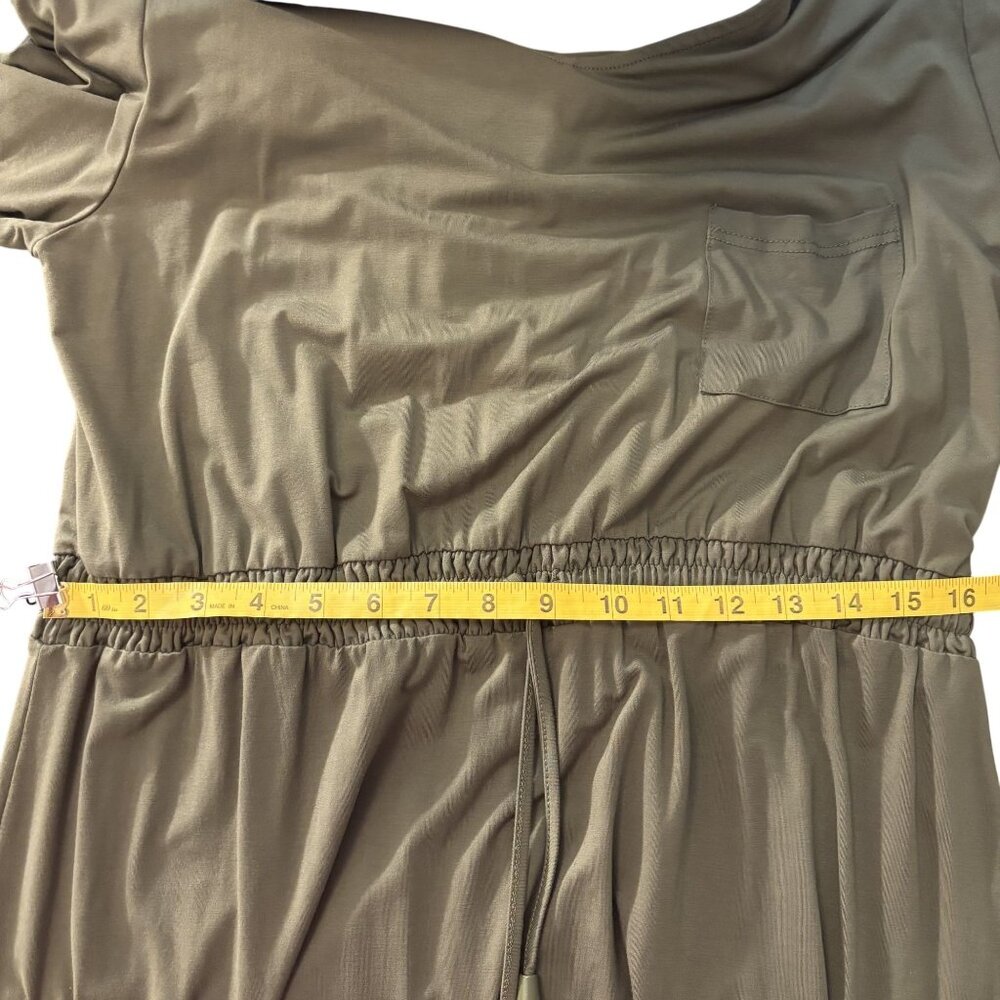 Inherit Olive Midi Knit Dress With Elastic Waistband, Long Sleeves Size XL - Picture 10 of 12